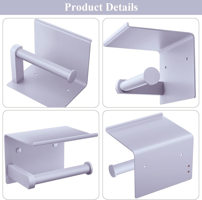 Tindbea Toilet Paper Holder with Shelf Adhesive or Screw Wall Mounted Toilet Paper Roll Dispenser Storage, Stainless Steel Bathroom Shelf Holder Accessories (Lavender Purple) - Image 5